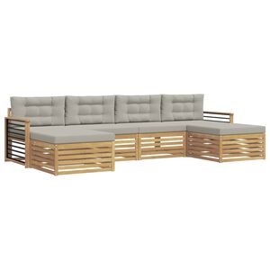 vidaXL Outdoor-Sofagarnitur 6 stk. Wei&szlig; und Hellgrau Massivholz Akazie