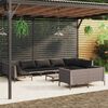 vidaXL 10-tlg. Garten-Lounge-Set mit Kissen Poly Rattan Dunkelgrau