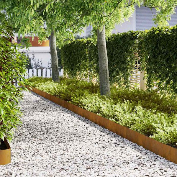 vidaXL Raseneinfassung 50 pcs Braun 100 x 0,05 x 20 cm Wetterfeststahl