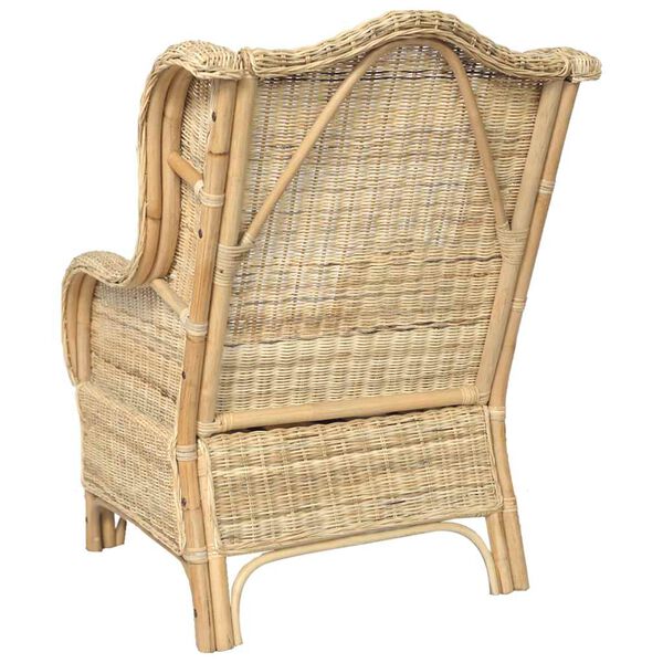 vidaXL Sessel mit Kissen Natur-Rattan und Leinen
