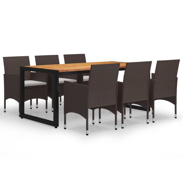 vidaXL 7-tlg. Garten-Essgruppe Braun