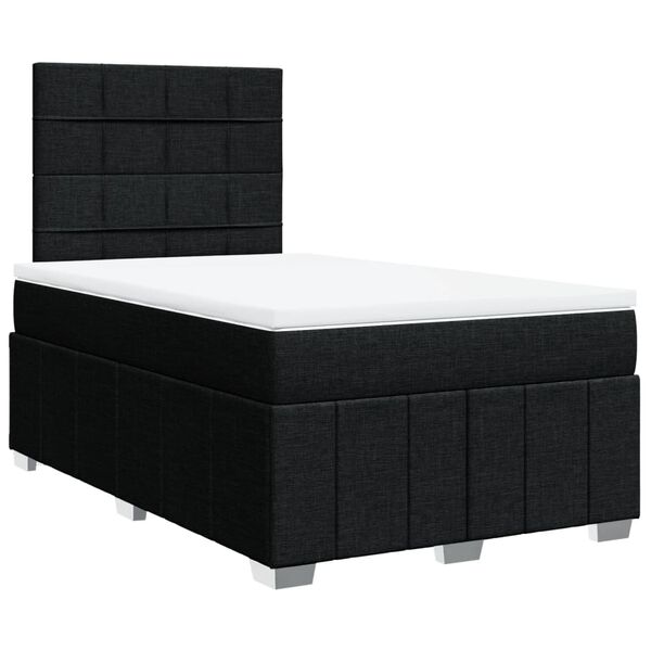 vidaXL Boxspringbett mit Matratze Schwarz 120x200 cm Stoff