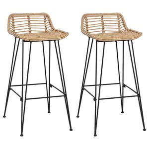 vidaXL Barhocker 2 stk. Natur 44 x 45 x 76 cm Rattan und Stahl