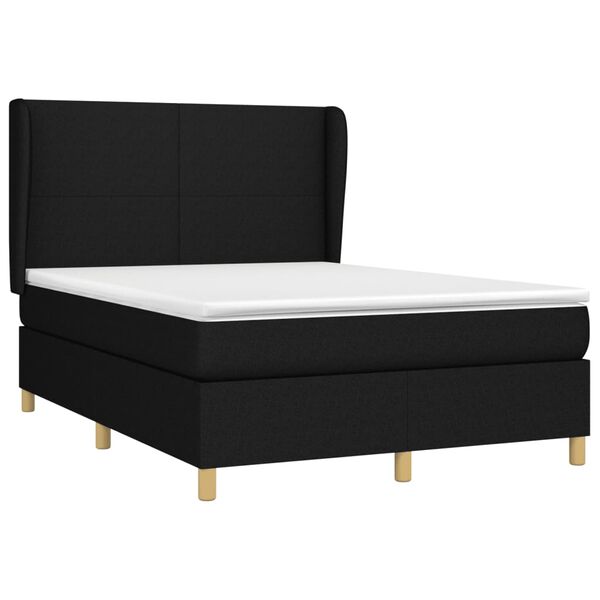 vidaXL Boxspringbett mit Matratze Schwarz 140x200 cm Stoff