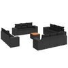 vidaXL 13-tlg. Garten-Sofagarnitur mit Kissen Schwarz Poly Rattan