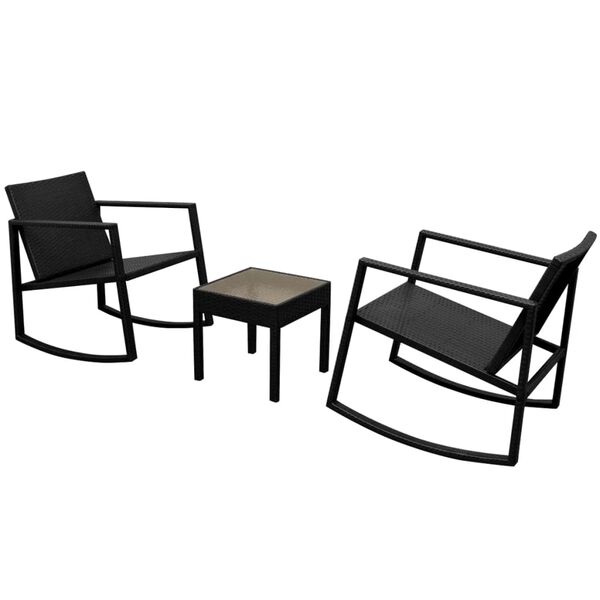 vidaXL 3-tlg. Bistro-Set Poly Rattan Schwarz