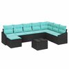 vidaXL Sofa Set mit Kissen 9 pcs Schwarz Poly Rattan
