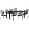 vidaXL Garten Essgruppe 9 pcs Schwarz Pulverbeschichteter Stahl