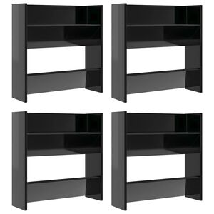 vidaXL Wand-Schuhschr&auml;nke 4 Stk. Hochglanz-Schwarz 60x18x60 cm