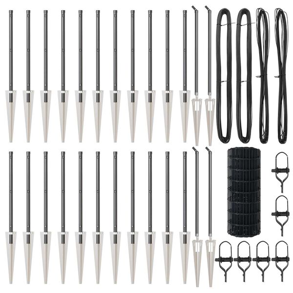 vidaXL Zaun mit Pfosten Grau 0,6 x 50 m Stahl und PVC