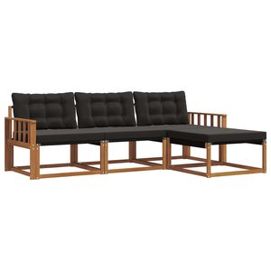 vidaXL Outdoor-Sofagarnitur mit Kissen 4 pcs Nat&uuml;rlich und Schwarz
