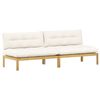 vidaXL Mittelsofa Einheit Helles Akazie und cremewei&szlig; 240 x 80 x 82 cm