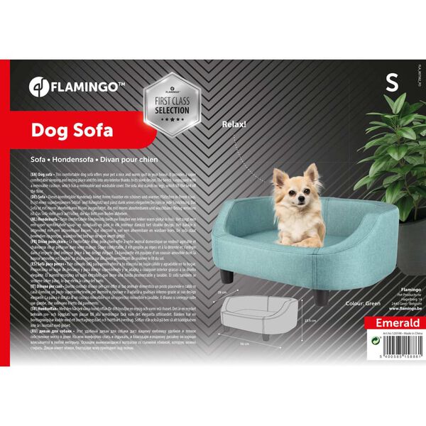 FLAMINGO Hundesofa Emerald Gr&uuml;n S 56x39x23,5 cm