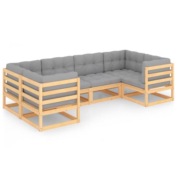 vidaXL 6-tlg. Garten-Lounge-Set mit Kissen Massivholz Kiefer