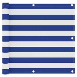 vidaXL Balkon-Sichtschutz Wei&szlig; und Blau 90x500 cm Oxford-Gewebe