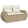 vidaXL 3-tlg. Garten-Sofagarnitur mit Kissen Beige Poly Rattan