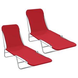 vidaXL Klappliegen 2 Stk. Stahl und Stoff Rot