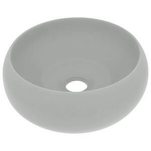 vidaXL Luxuri&ouml;ses Waschbecken Rund Matt Hellgrau 40x15 cm Keramik