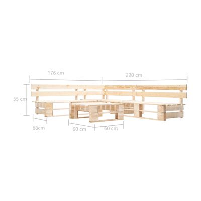 vidaXL 4-tlg. Paletten-Lounge-Set Holz Natur