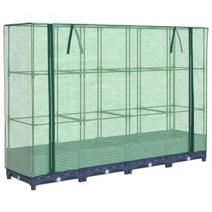 vidaXL Gartenplanter mit Gew&auml;chshausabdeckung und R&auml;dern 4 stk. PP