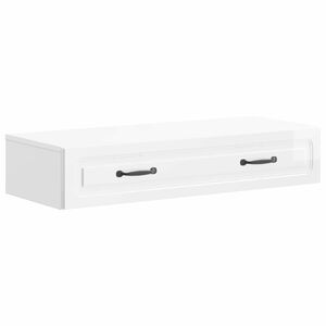 vidaXL Wandmontierter Beistelltisch Hochglanz Wei&szlig; 87,5 x 34,5 x 17 cm