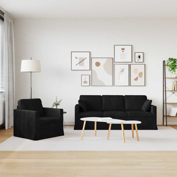 vidaXL Sofa 2 pcs Schwarz