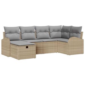 vidaXL Sofa Set mit Kissen mit Speicher Beige und Hellgrau Poly-Rattan