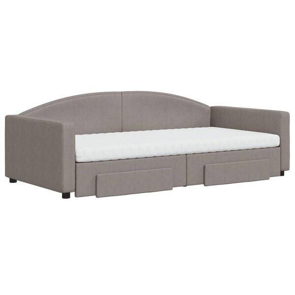 vidaXL Tagesbett Ausziehbar mit Schubladen Taupe 100x200 cm Stoff