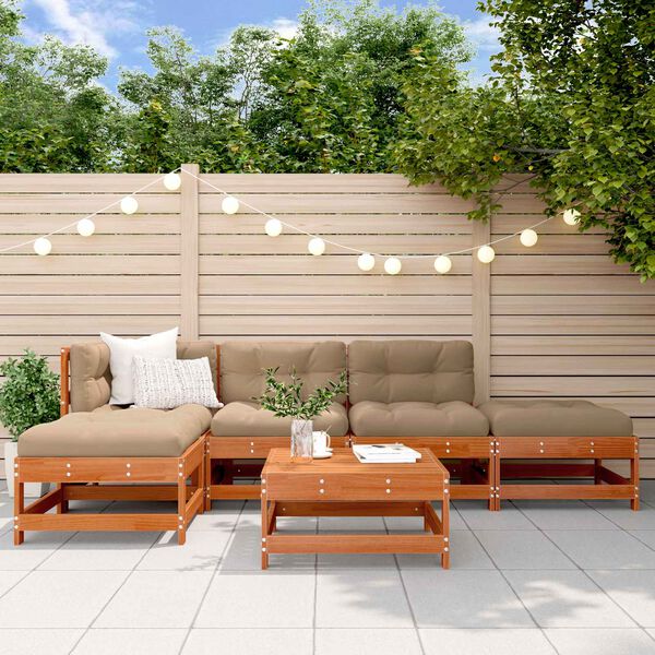 vidaXL Garten-Lounge-Set 5 pcs Wachsbraun Massives Kiefernholz