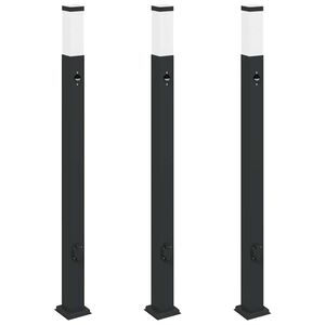 vidaXL Pollerleuchten mit Sensor&Steckdose 3 Stk. 110 cm Schwarz IP44