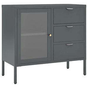 vidaXL Sideboard Anthrazit 75x35x70 cm Stahl und Hartglas
