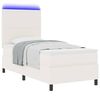 vidaXL LED Boxspringbett Creme und Wei&szlig; 100 x 200 cm Cordstoff