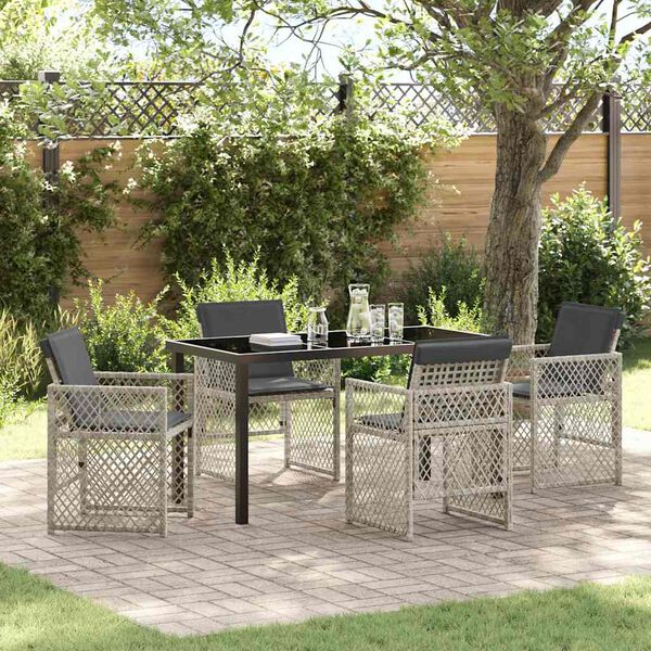 vidaXL Garten Essgruppe 5 pcs Hellgrau Poly-Rattan