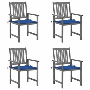 vidaXL Gartenst&uuml;hle mit Kissen 4 Stk. Grau Massivholz Akazie
