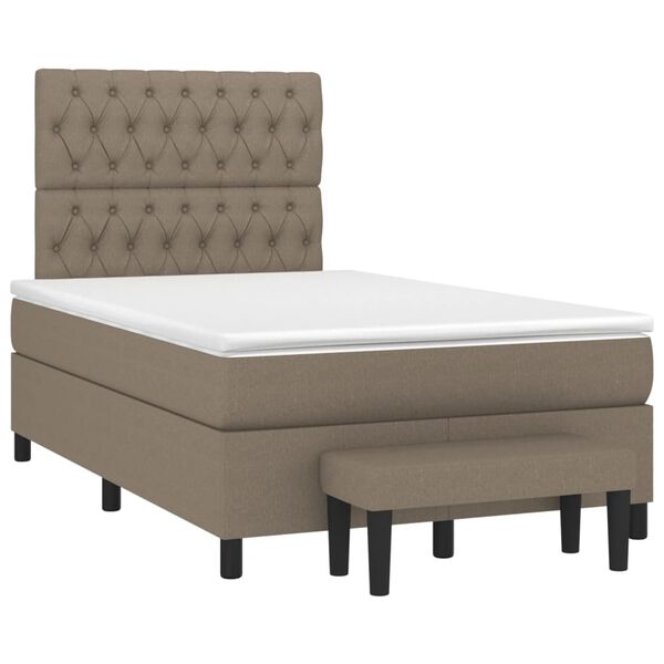 vidaXL Boxspringbett mit Matratze Taupe 120x200 cm Stoff
