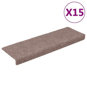 vidaXL Stufenmatten Selbstklebend 15 Stk. 65x21x4 cm Hellbraun Rechteckiger Rand