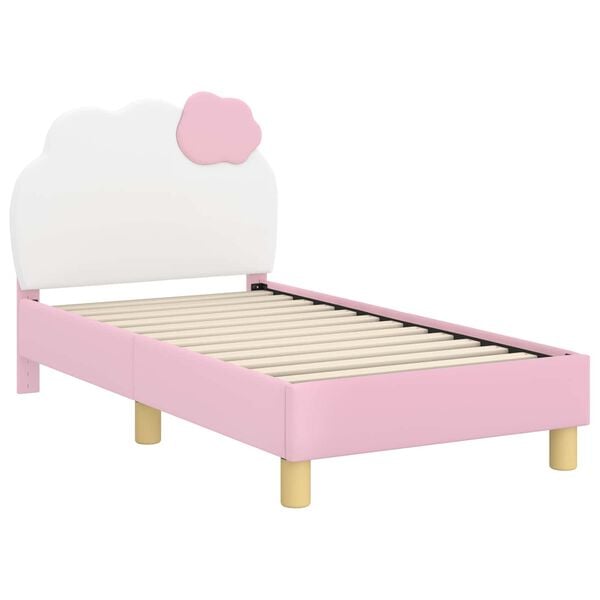 vidaXL Kinderbettgestell mit Kopfteil mit Kopfteil Rosa 70 x 140 cm PU
