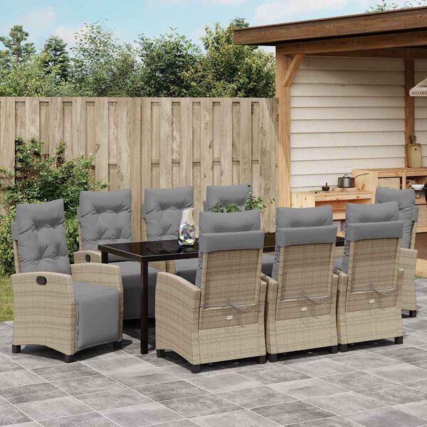 vidaXL Garten Essgruppe 9 pcs Beige Poly-Rattan