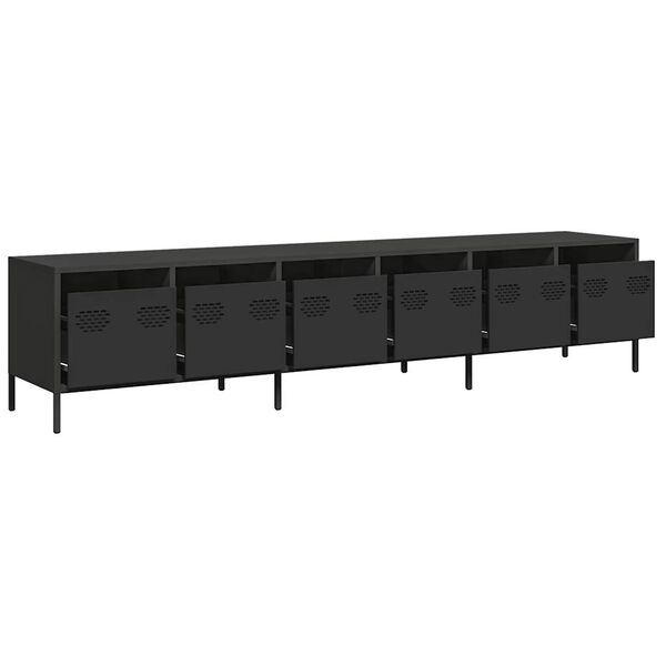 vidaXL TV-Schrank Schwarz 202x39x43,5 cm Kaltgewalzter Stahl