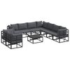vidaXL Garten-Sofa-Set mit Kissen 10 pcs Schwarz Aluminium