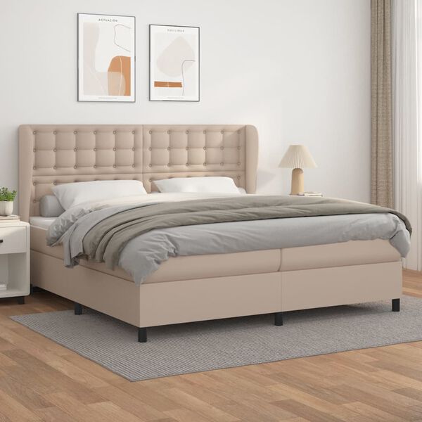 vidaXL Boxspringbett Matratze Cappuccino-Braun 200x200cm Kunstleder
