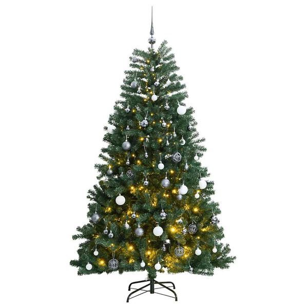 vidaXL K&uuml;nstlicher Weihnachtsbaum Klappbar 300 LEDs & Kugeln 240 cm