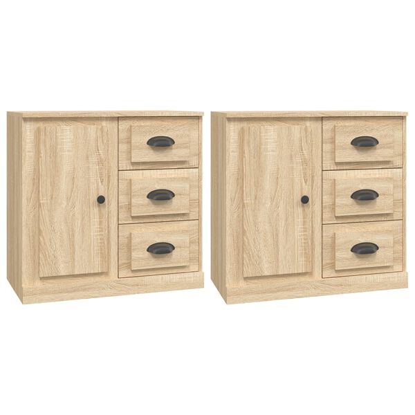 vidaXL Sideboards 2 Stk. Sonoma-Eiche Holzwerkstoff