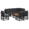 vidaXL Outdoor-Sofagarnitur 9 stk. Schwarz und Dunkelgrau Polyester