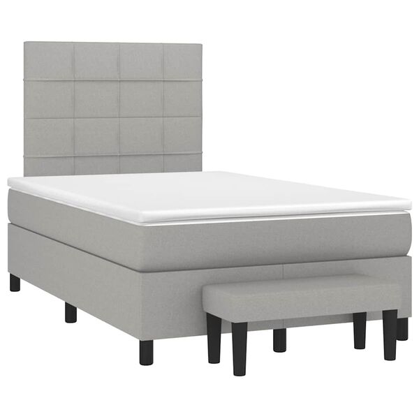 vidaXL Boxspringbett mit Matratze Hellgrau 120x190 cm Stoff