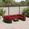 vidaXL 10-tlg. Garten-Sofagarnitur mit Kissen Braun Poly Rattan