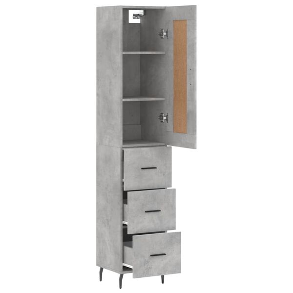 vidaXL Highboard Betongrau 34,5x34x180 cm Holzwerkstoff