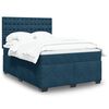 vidaXL Boxspringbett mit Matratze Blau 140x200 cm Samt