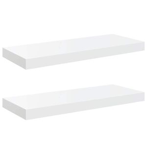 vidaXL Schweberegale 2 Stk. Hochglanz-Wei&szlig; 60x23,5x3,8 cm MDF