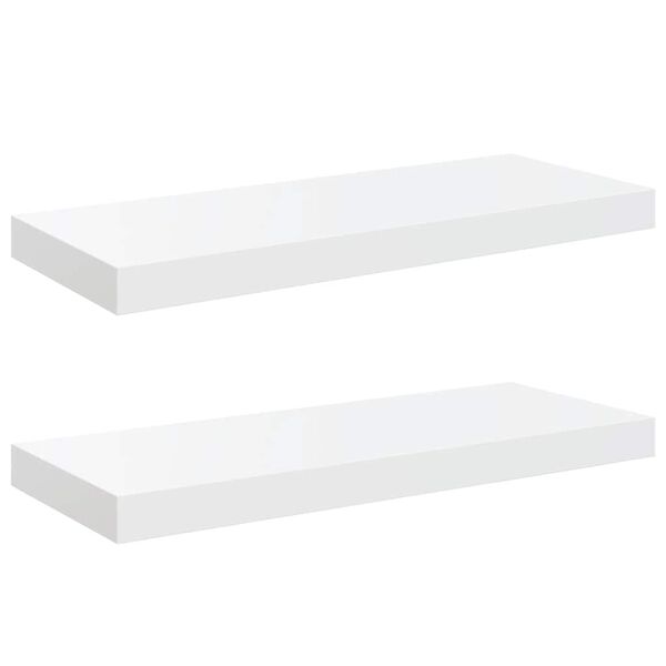 vidaXL Schweberegale 2 Stk. Hochglanz-Wei&szlig; 60x23,5x3,8 cm MDF